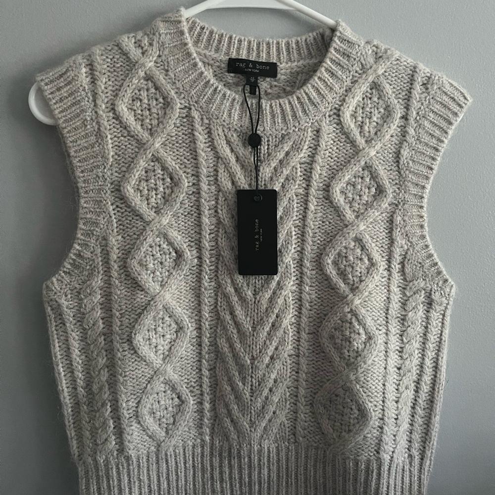 Rag & Bone Light Gray Brody Vest Knit